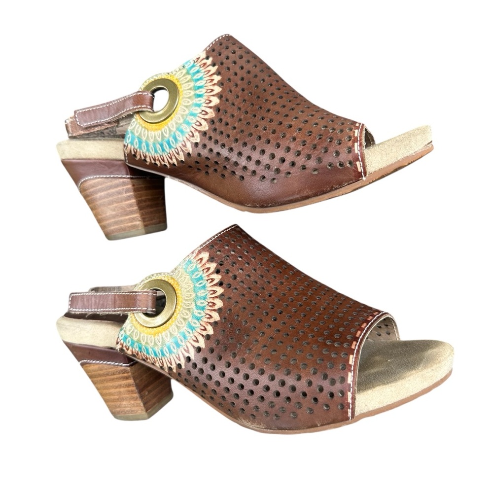 Pre-owned size 38 L’ARTISTE Spring Step Brown Millie sling back open toe shoes - Picture 3 of 12